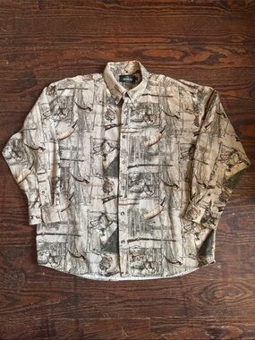 RedHead Beige and Brown Hunting Print Button-Up Shirt